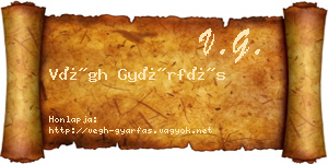 Végh Gyárfás névjegykártya